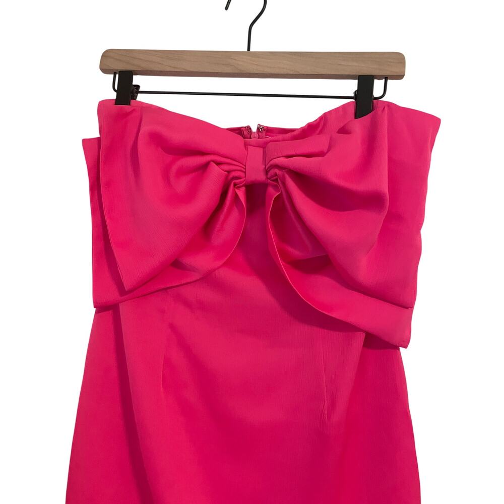 Thirty Thirty Hot Pink Bow Front Strapless Mini Dress Y2K Style Coquette Size L - Picture 5 of 5